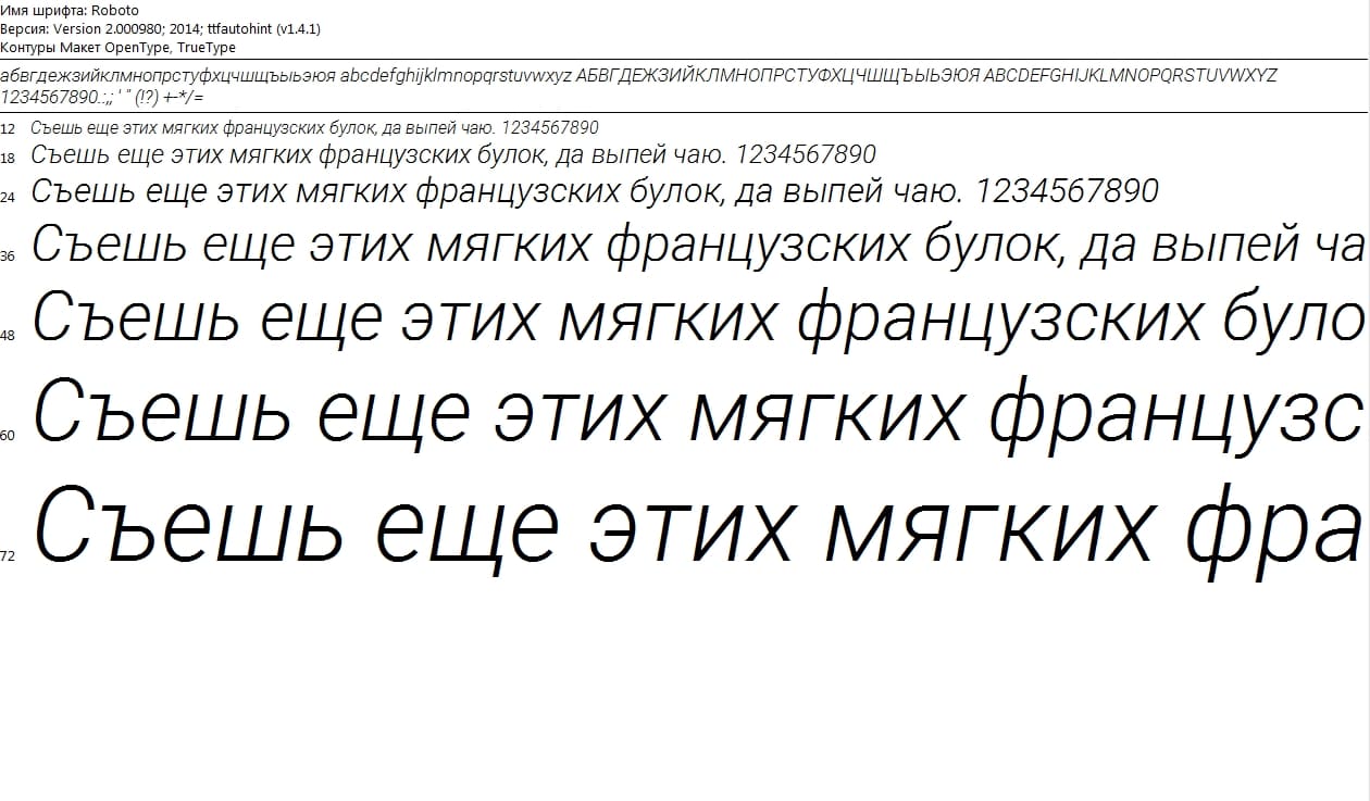 Русский шрифт ► Roboto Light Italic - Русские шрифты для сайта